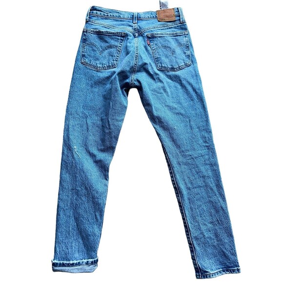 Levi’s 501 Skinny Jeans W28 L26 Button Fly Distressed Knee Vintage Blue Denim - Picture 15 of 16